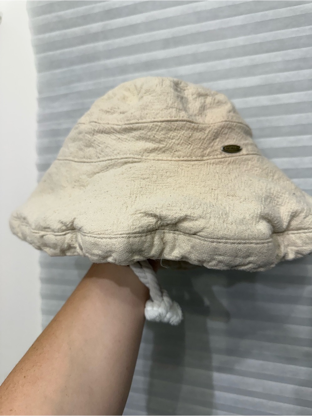 Scala Cream Rope-Trim Bucket Hat